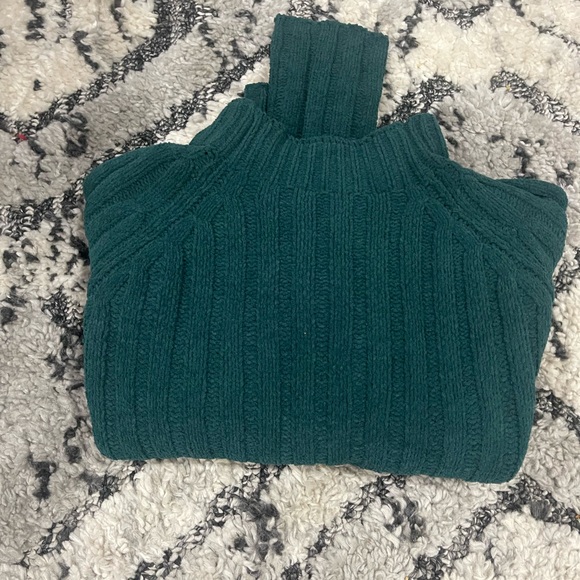 American Eagle Outfitters Teal Cowl Neck Sweater - Picture 2 of 4